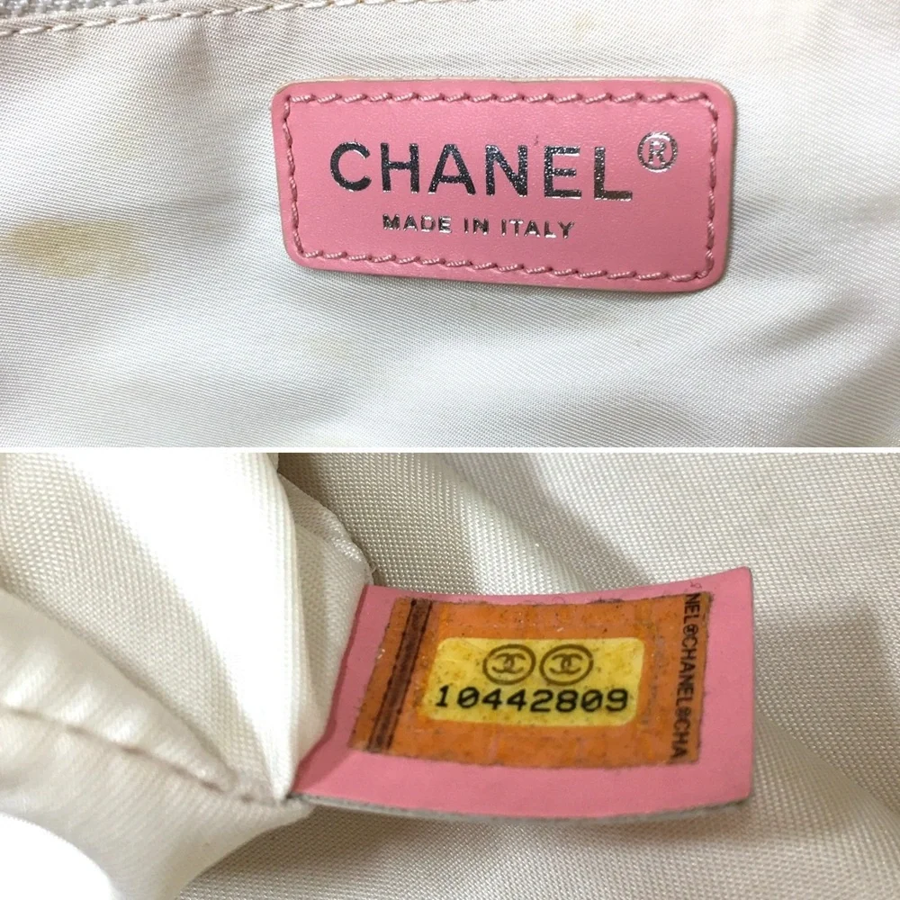 Authentic CHANEL travel line tote bag pink canvas